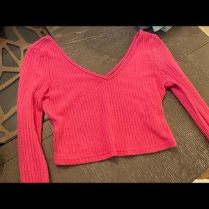 Pink long sleeve crop top